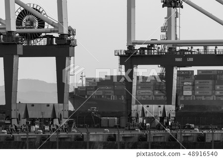 Departure of container ship (black and white) Departure of container ship (black and white) 48916540
