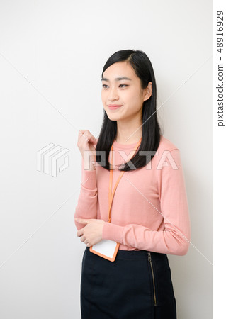 Plain background female model 48916929