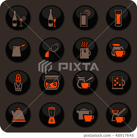 Utensils for the preparation of beverages icons Utensils for the preparation of beverages icons 48917648