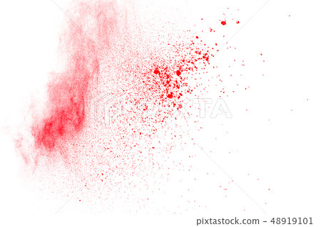 Abstract red dust explosion on white background. Abstract red dust explosion on white background. 48919101