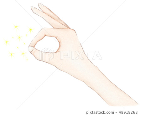 Illustration of fingertips that caught glittering luck Illustration of fingertips that caught glittering luck 48919268