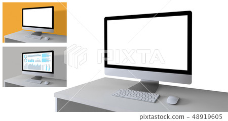 Mockup of workplace with computer  48919605