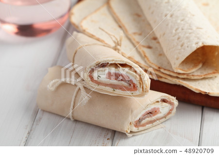 Swedish traditional salmon roll closeup Swedish traditional salmon roll closeup 48920709