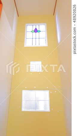 Stained glass embedding work on the wall 48920826