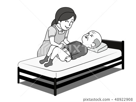 女助手的尿布交換（黑色和白色） 48922908