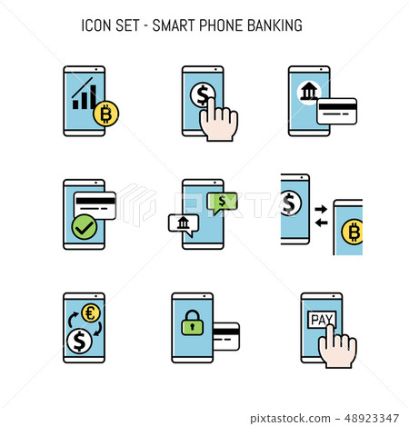 Banking icon collection pack set, Flatlay design 48923347