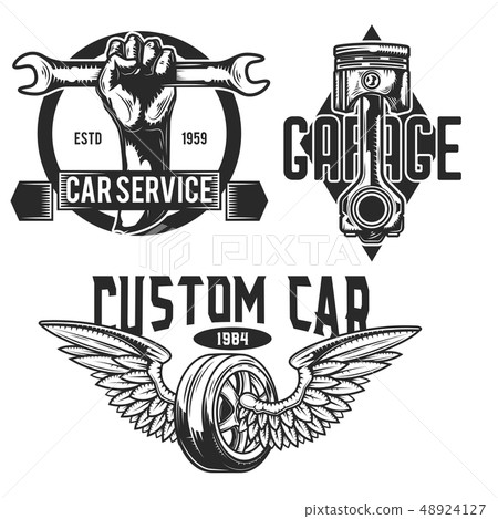 Set of car service emblems, labels, badges, logos. Set of car service emblems, labels, badges, logos. 48924127