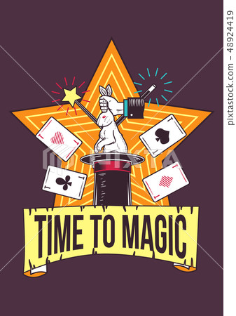Poster design with illustration of magic tricks 48924419