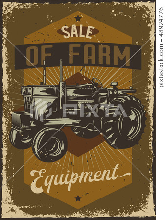 advertising with a tractor on dusty background. 48924776