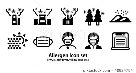 過敏，空氣污染圖標集（下午2.5，枯草熱，黃沙等） 48924794