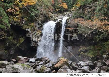 Waterfall of autumnal leaves 48926765