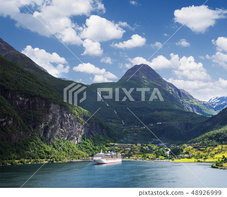 Cruise liner in Norway fjord 48926999