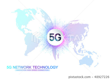 5G network wireless systems and internet vector illustration. Communication network. Business 48927226