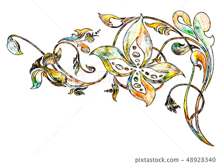 patterns in the form of flowers and stems patterns in the form of flowers and stems 48928340