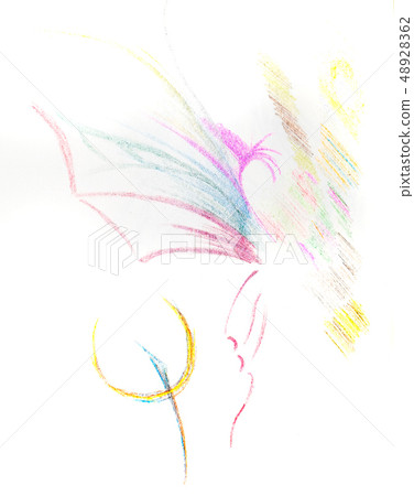 Abstract drawing of butterfly and dandelion Abstract drawing of butterfly and dandelion 48928362