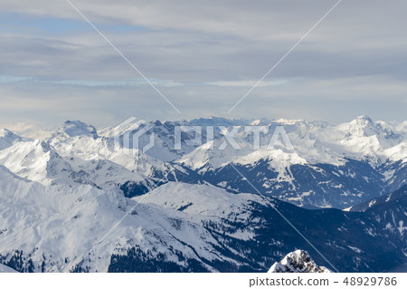 beautiful Alps mountain lanscape rocks under snow 48929786
