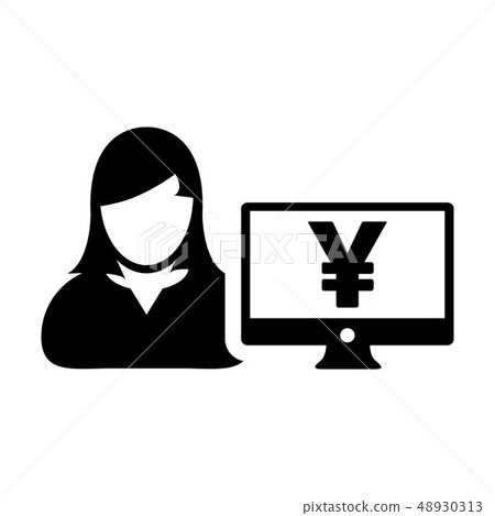 User icon vector female person avatar with Yen User icon vector female person avatar with Yen 48930313