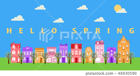 Spring sunny street Spring sunny street 48930590