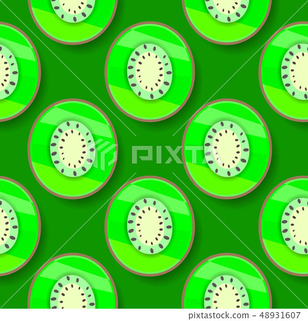 Vector Seamless Background With Green Kiwi For Vector Seamless Background With Green Kiwi For 48931607