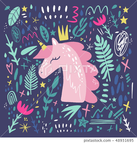 Unicorn Pattern Vector Cute Nursery Wall Art Stock Unicorn Pattern Vector Cute Nursery