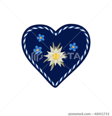Hand drawn edelweiss flower in heart 48931733