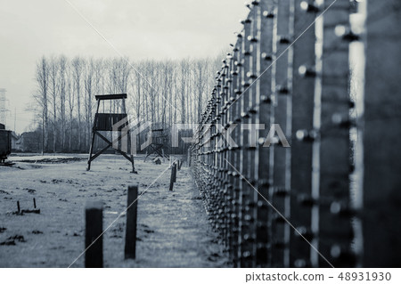 A watchtower in concentration camp Auschwitz Birkenau Polen, March 12, 2019 A watchtower in concentration camp Auschwitz Birkenau Polen, March 12, 2019 48931930