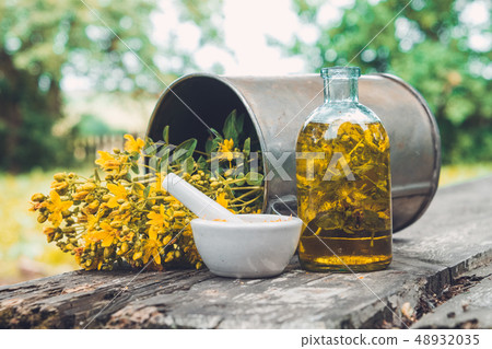 Hypericum oil or infusion and flowers. Hypericum oil or infusion and flowers. 48932035