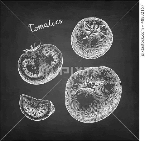 Chalk sketch of tomatoes. 48932157