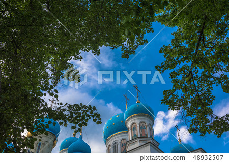 Blue Church domes . Blue Church domes . 48932507