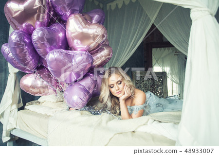 Romantic portrait of perfect relaxing woman Romantic portrait of perfect relaxing woman 48933007