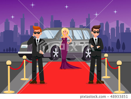 Bodyguards and Female Celebrity Cartoon Characters - Stock Illustration  [48933851] - PIXTA