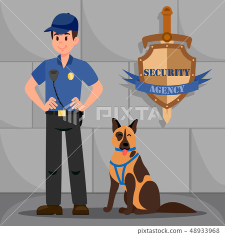 Man in Police Uniform with brown German Shepherd Man in Police Uniform with brown German Shepherd 48933968