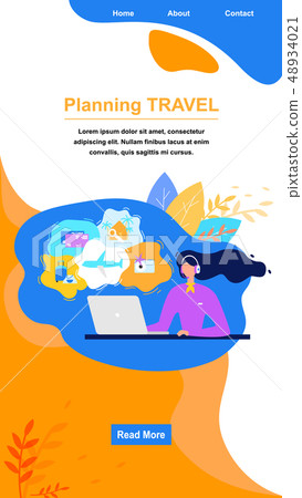 Planning Travel Online Service Flat Vector Website Planning Travel Online Service Flat Vector Website 48934021