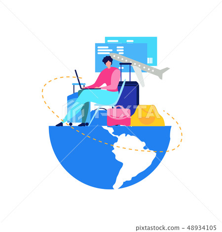 Booking Flight Tickets Online Flat Vector Concept 48934105