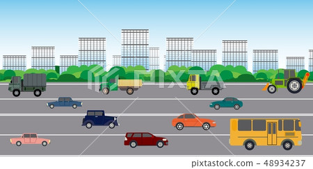 City street with heavy traffic. Vector  48934237