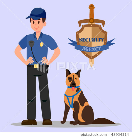 Guardian and Service Dog Flat Vector Illustration 48934314