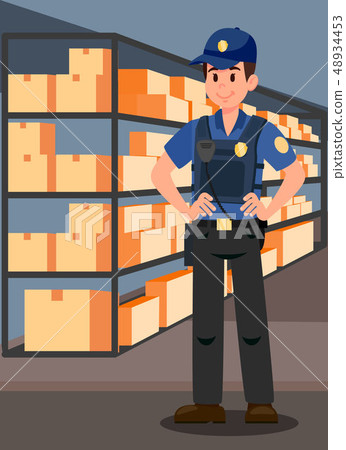 Officer in Evidence Room Flat Vector Illustration 48934453