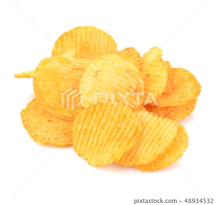 Potato chips isolated on white background Potato chips isolated on white background 48934532
