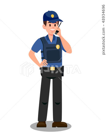Guardian with Walky Talky Cartoon vector Character Guardian with Walky Talky Cartoon vector Character 48934696