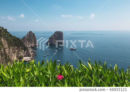 View from the Gardens of Augustus on Capri coast 48935121