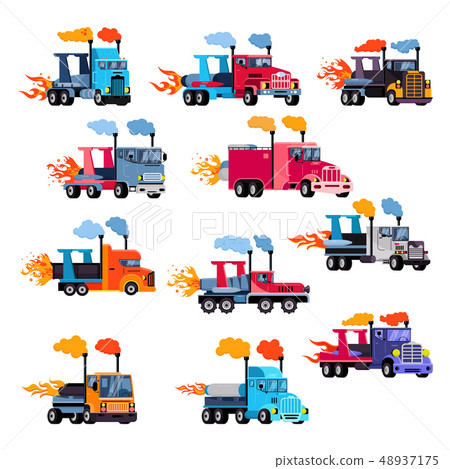 Jet truck vector afterburning race car flamy drag racing on speedcar illustration set of shockwave 48937175