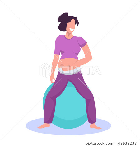young pregnant woman sitting on gymnastic ball girl exercises with fitball working out fitness young pregnant woman sitting on gymnastic ball girl exercises with fitball working out fitness 48938238