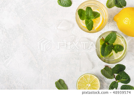 Refreshing Lemonade or Mojito cocktail with mint 48939574