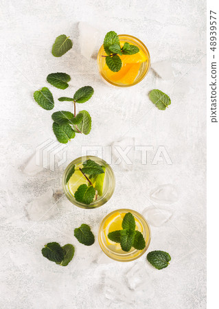 Summer refreshing drink with ice and mint. Detox 48939577