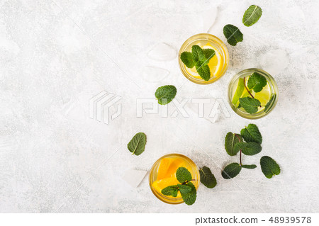 Summer refreshing drink with ice and mint 48939578