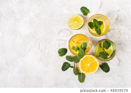 Citrus detox drinks or cocktails with mint and 48939579