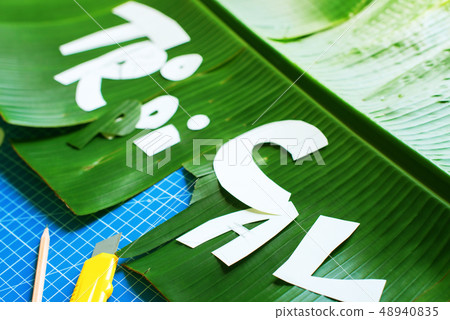 Creation of stencil handwork letter live material 48940835