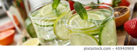 Lime with cucumber punch home made cocktail Lime with cucumber punch home made cocktail 48940969