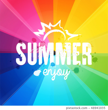 blue and yellow orange summer sun light burst. 48941035