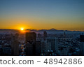 日落和富士山 48942886